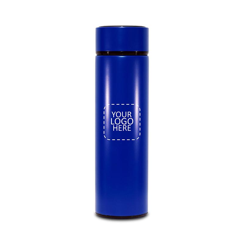 Insulated Smart Thermal Bottle With Real Time Temperature Display : Blue with Logo